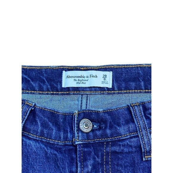 Abercrombie & Fitch The Boyfriend Mid Rise Distressed Denim Jeans Size 29 Long - Picture 3 of 6